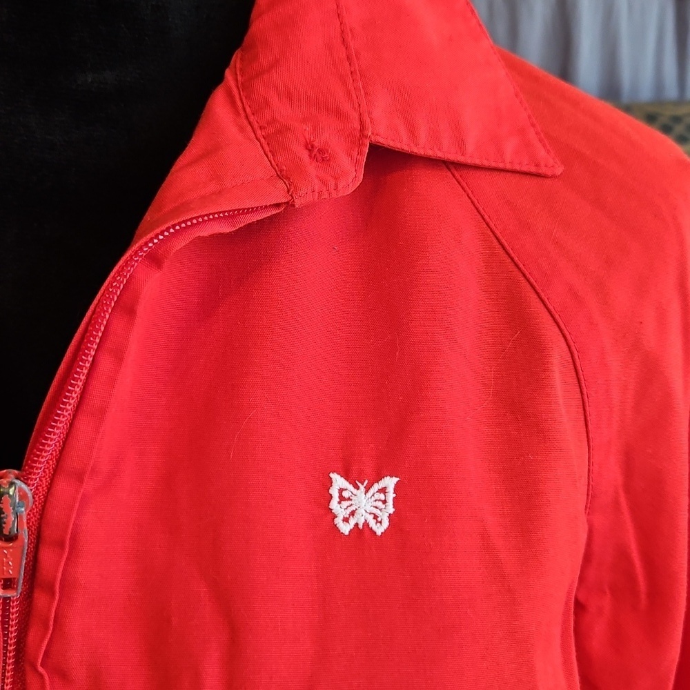 Vintage Lightweight Bomber Jacket, Zip Up, w Butterfly Embroidery S/M - Picture 2 of 9